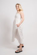 Poplin Smocked Dress - White