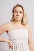 Poplin Smocked Dress - White
