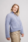 Sia Ls Knit Zipper Cardigan - Blue Heron Melange