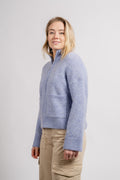 Sia Ls Knit Zipper Cardigan - Blue Heron Melange