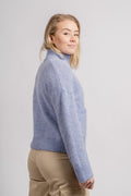Sia Ls Knit Zipper Cardigan - Blue Heron Melange