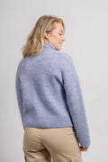 Sia Ls Knit Zipper Cardigan - Blue Heron Melange