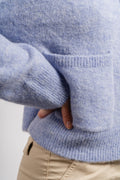 Sia Ls Knit Zipper Cardigan - Blue Heron Melange