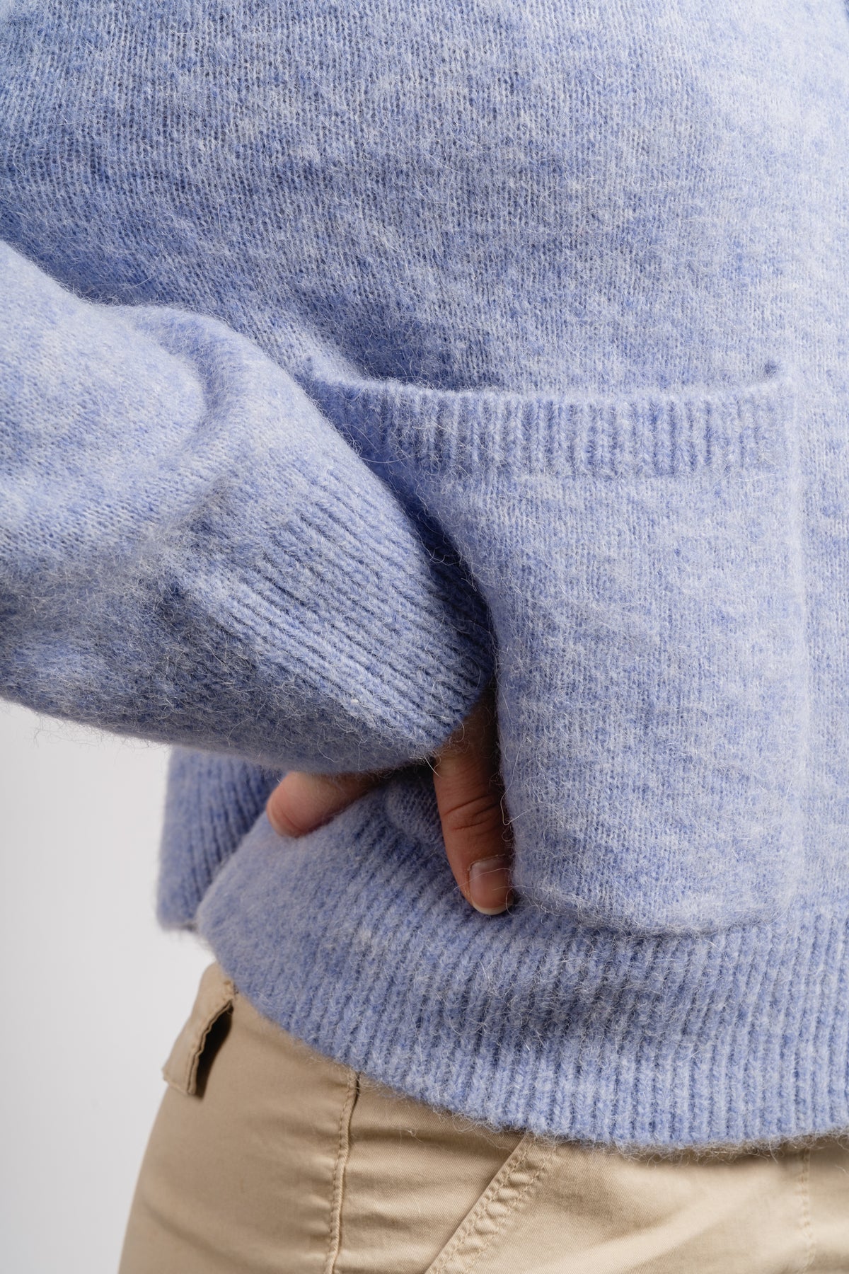 Sia Ls Knit Zipper Cardigan - Blue Heron Melange