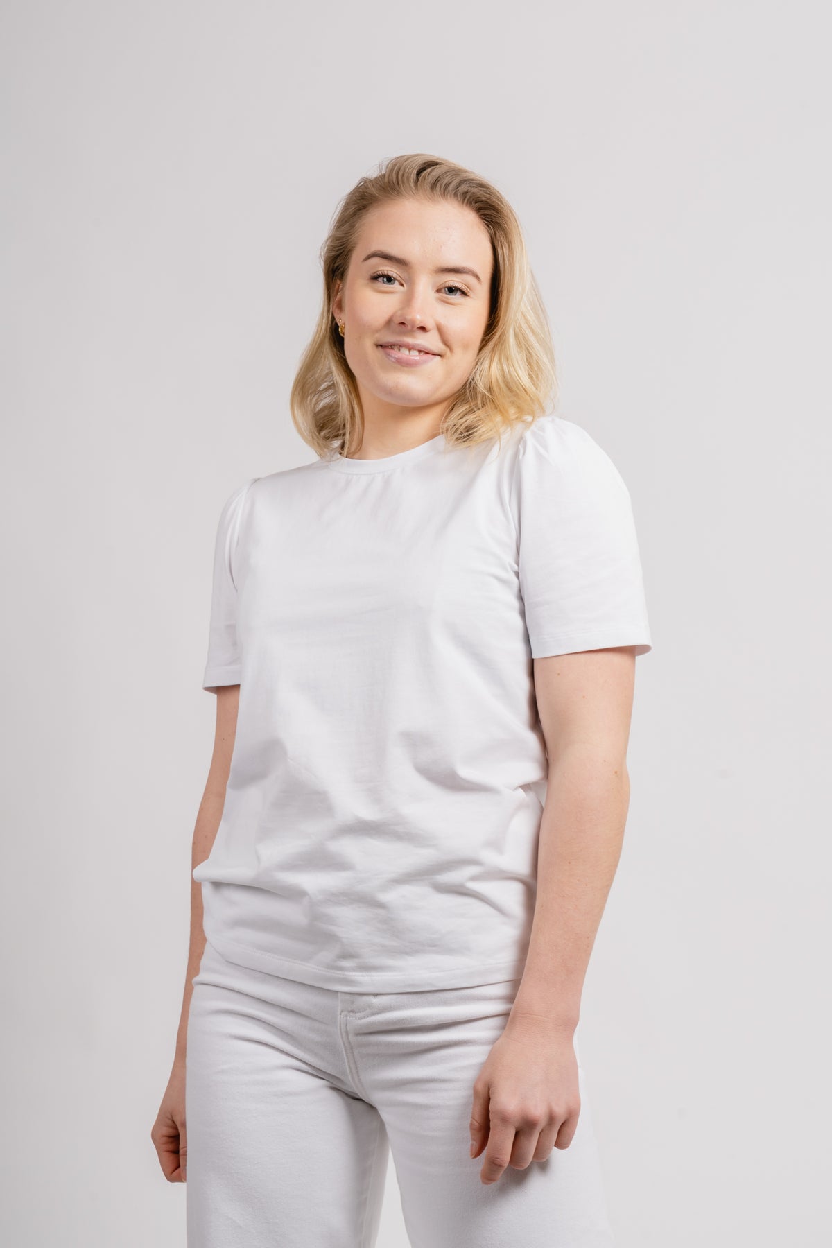 Janine Puff Tee - White