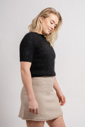Mohair Sweater W/Short Sleeve - Black
