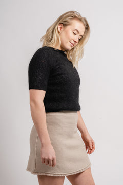 Mohair Sweater W/Short Sleeve - Black