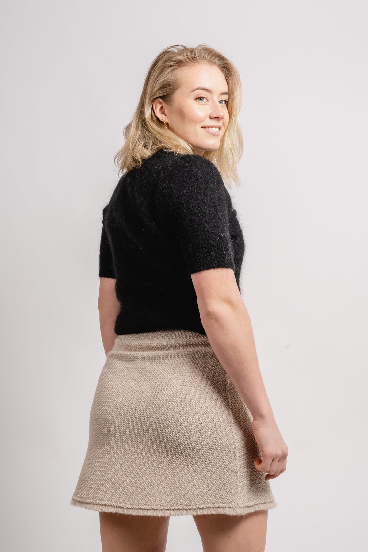 Mohair Sweater W/Short Sleeve - Black