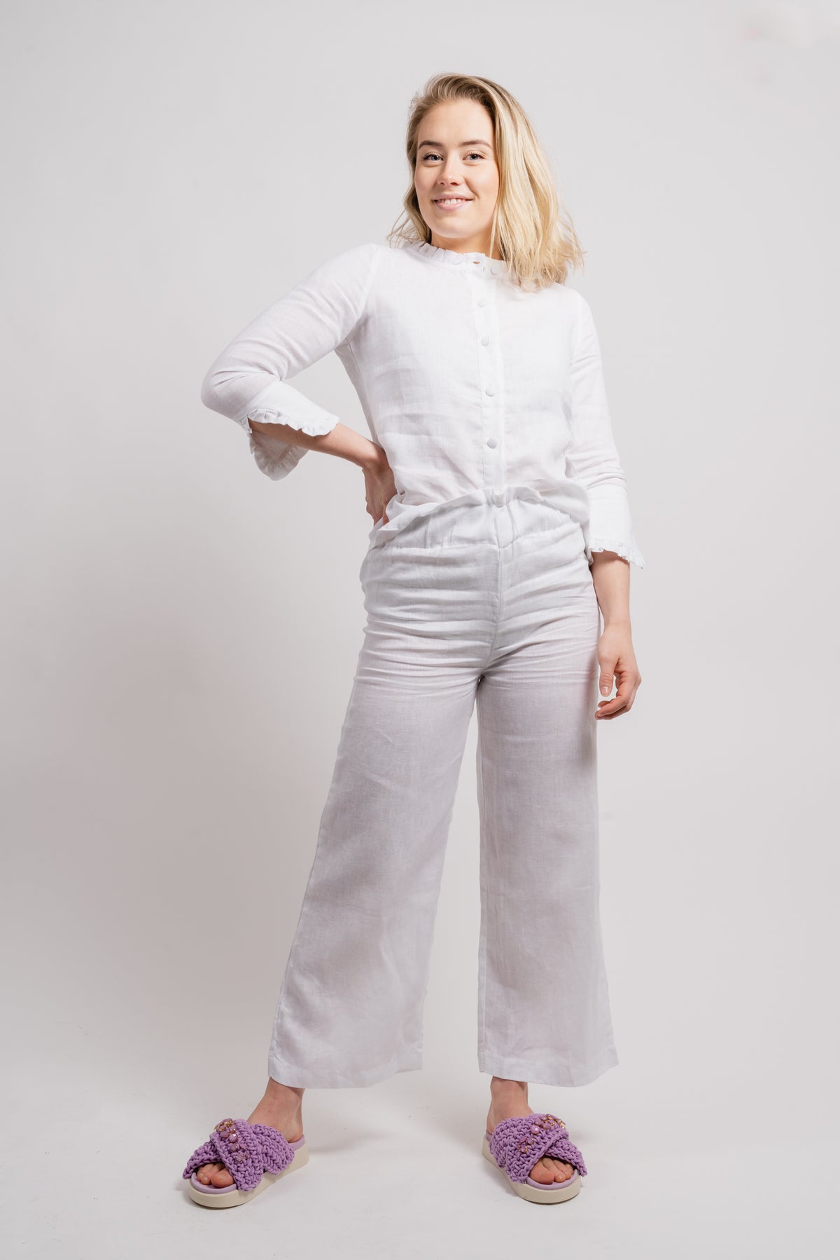 Zoe Linen Pants - White