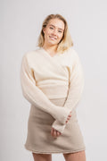 Mohair Cross-Over Sweater - Almond Milk
