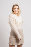 Mohair Cross-Over Sweater - Almond Milk