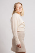 Mohair Cross-Over Sweater - Almond Milk
