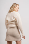 Mohair Cross-Over Sweater - Almond Milk