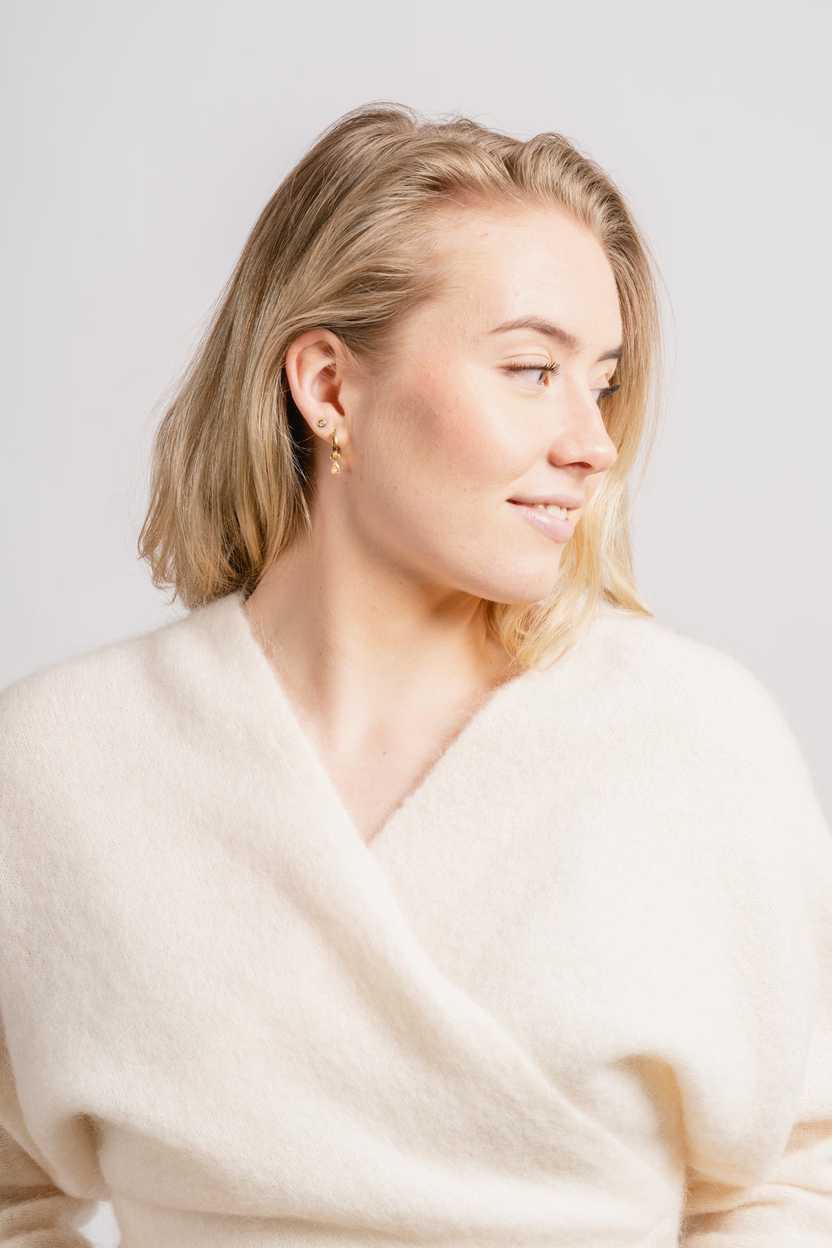 Mohair Cross-Over Sweater - Almond Milk