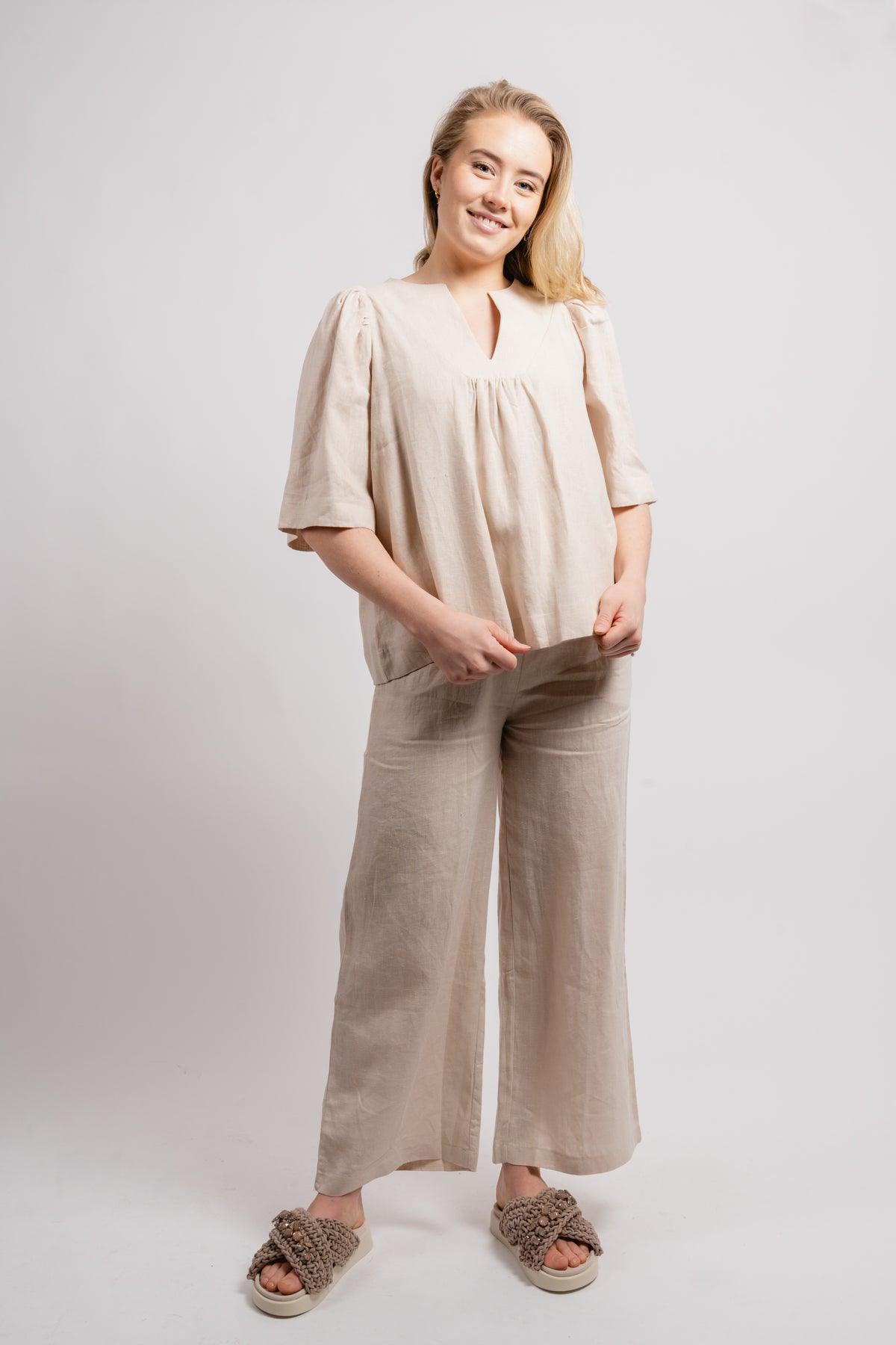 Zoe Linen Pants - Beige