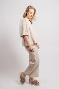 Ellie Linen Top - Beige