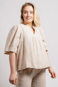 Ellie Linen Top - Beige