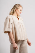 Ellie Linen Top - Beige