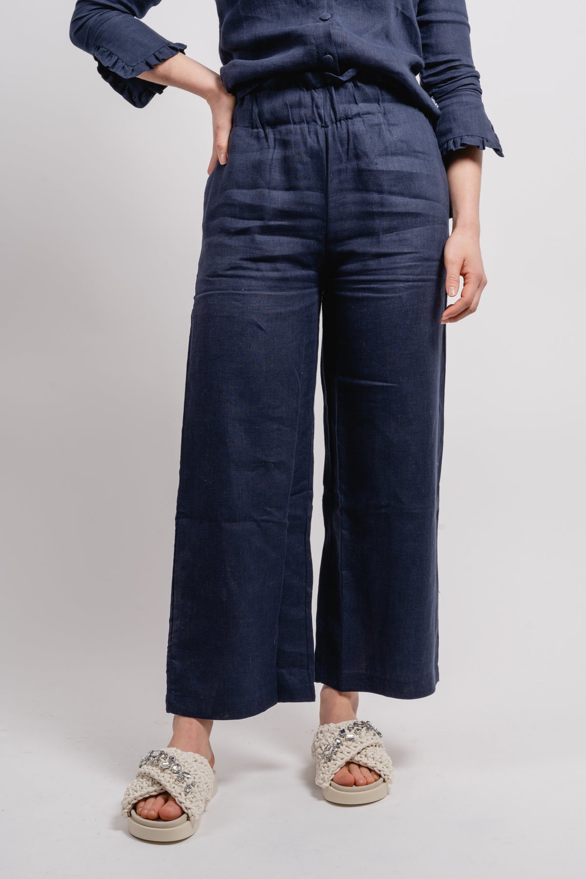 Zoe Linen Pants - Navy