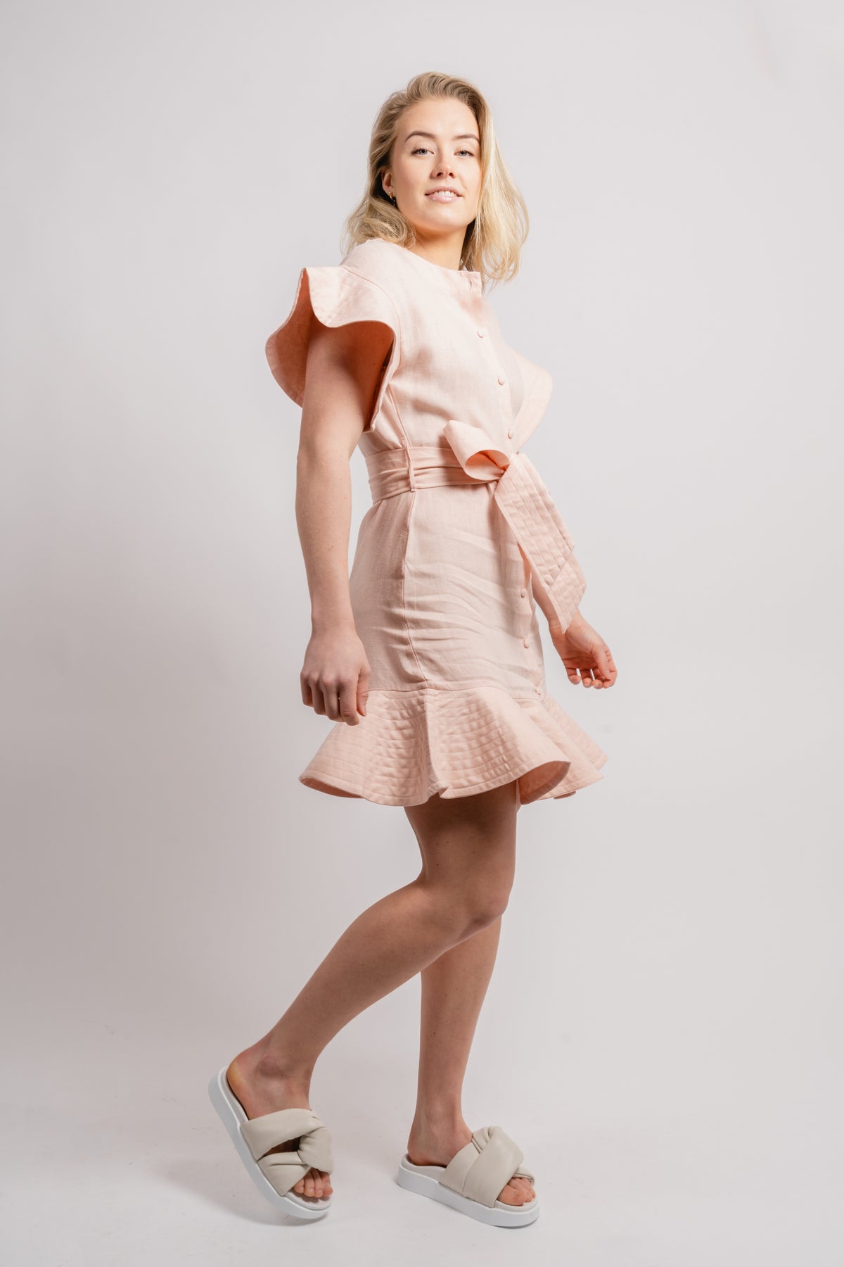 Fia Linen Dress - Dusty Pink