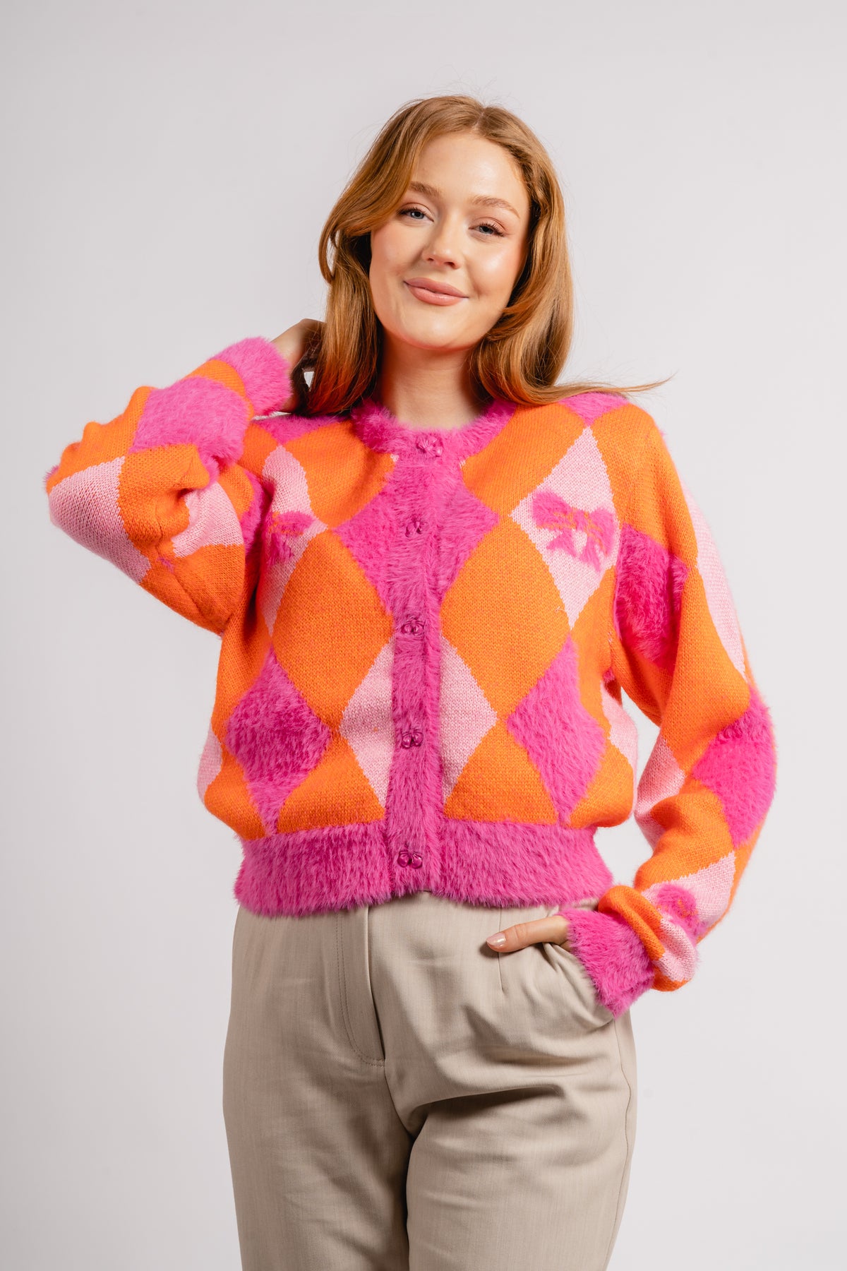 Emma Cardigan - Harlequin Orange