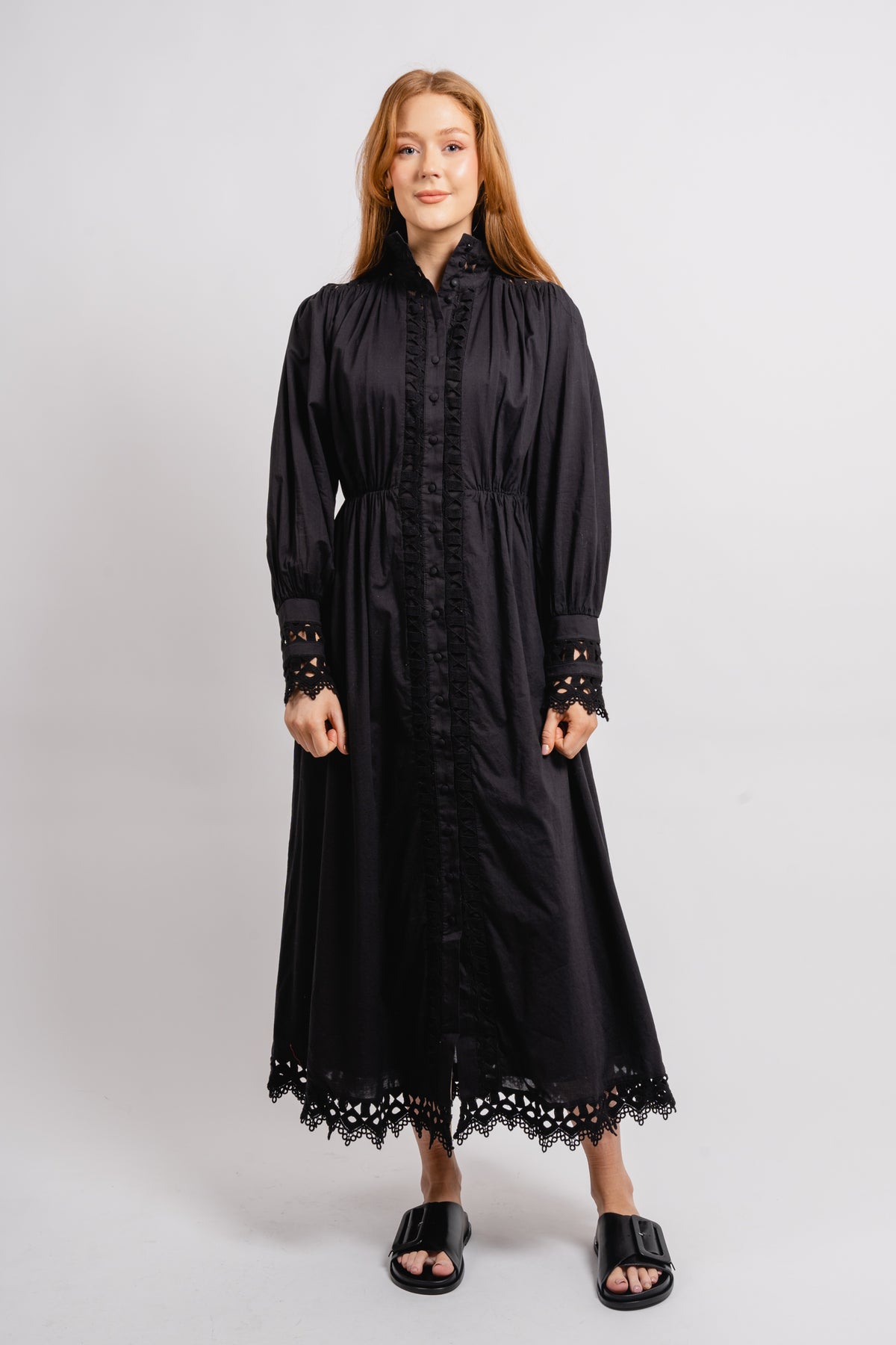 Yastrima LS Long Shirt Dress - Black