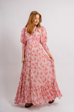Georgette Button Down Dress - Pink Blossom