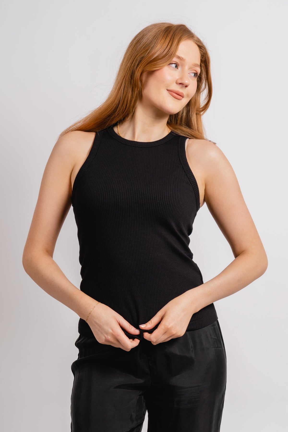 Ribbed Slim Fit Tank Top - Black