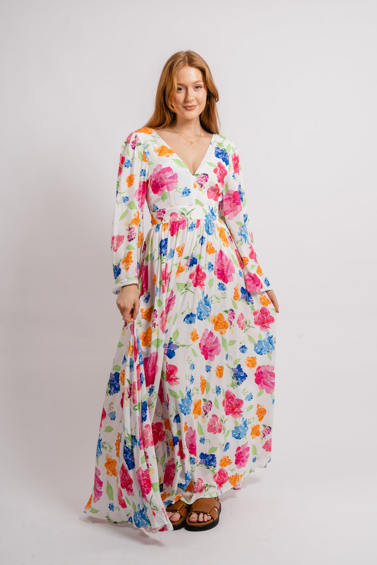 Florissa Dress - White AOP