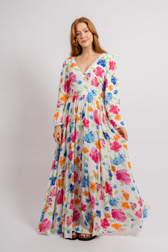 Florissa Dress - White AOP