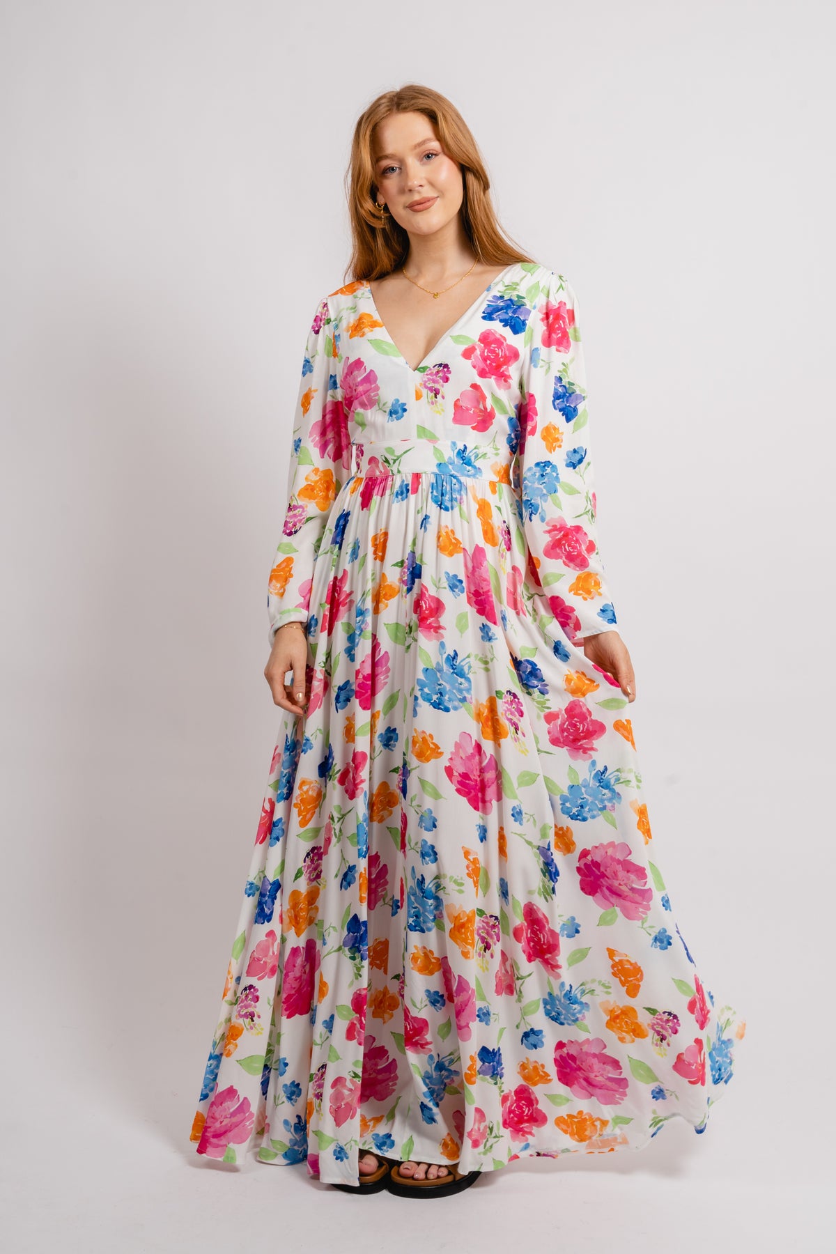 Florissa Dress - White AOP