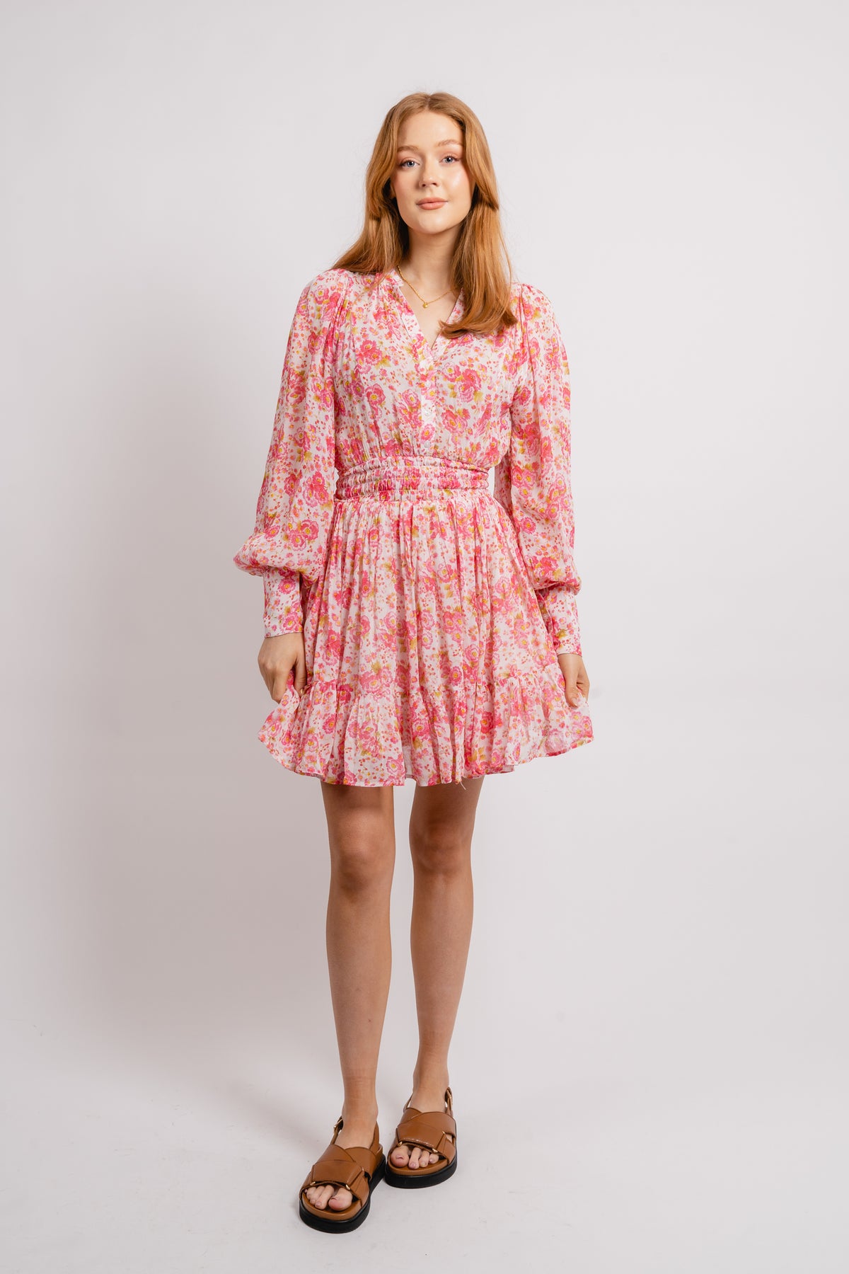 Georgette Mini Dress - Pink Blossom