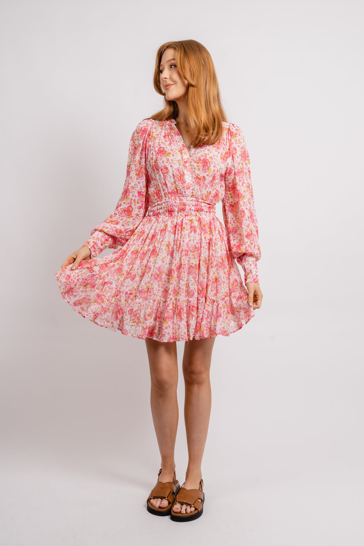 Georgette Mini Dress - Pink Blossom