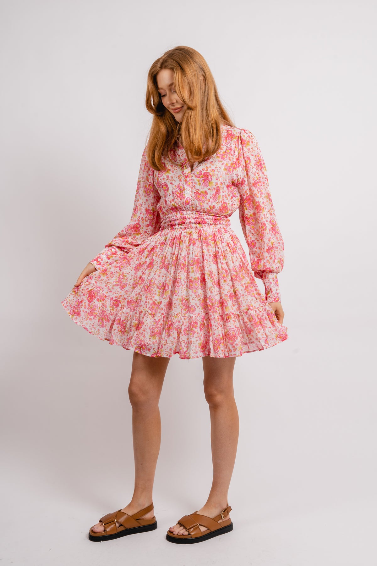 Georgette Mini Dress - Pink Blossom