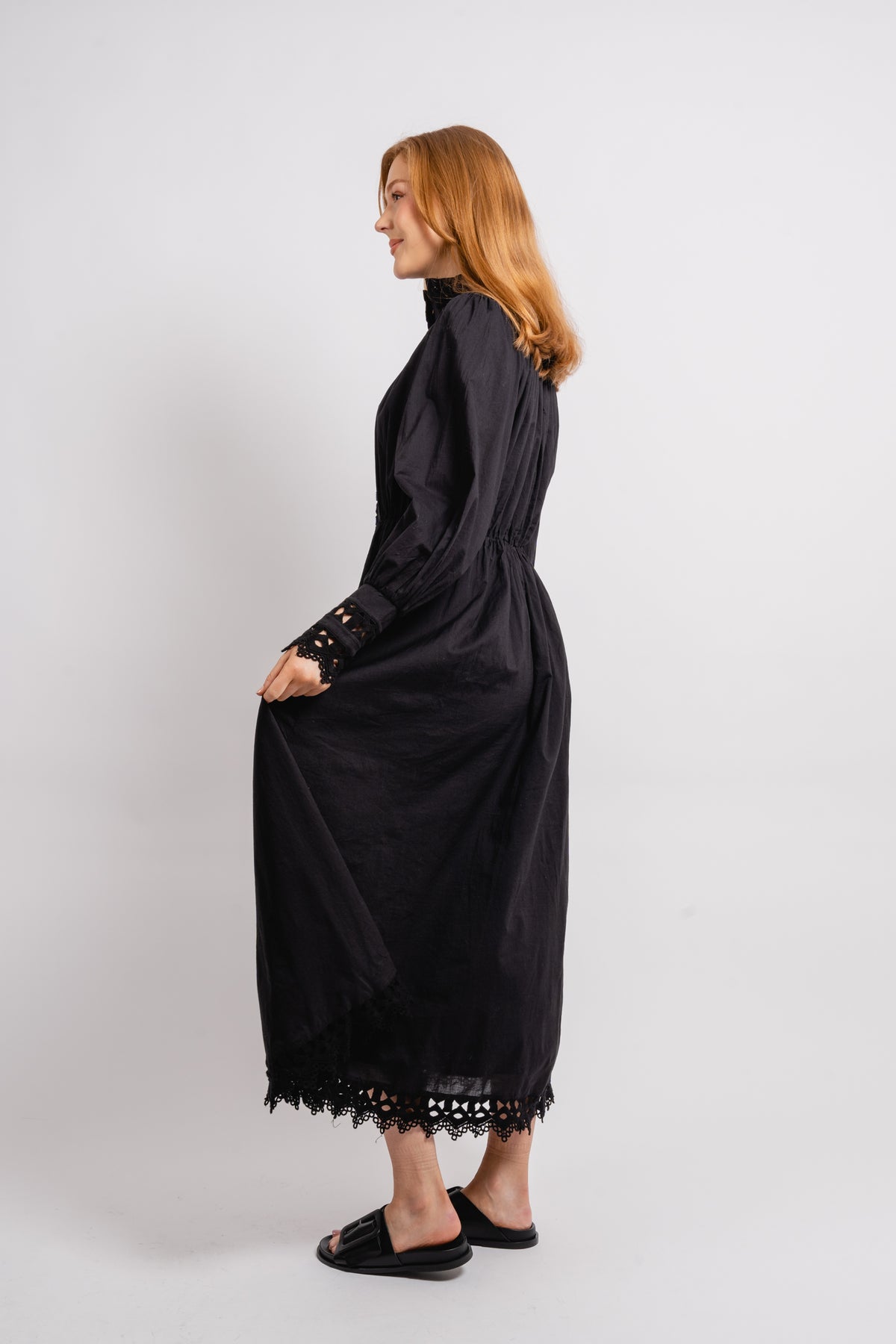 Yastrima LS Long Shirt Dress - Black