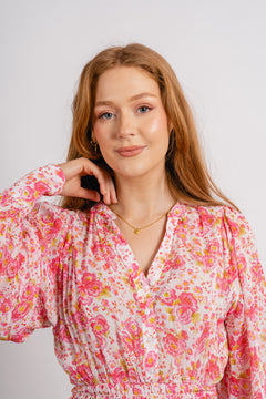 Georgette Mini Dress - Pink Blossom