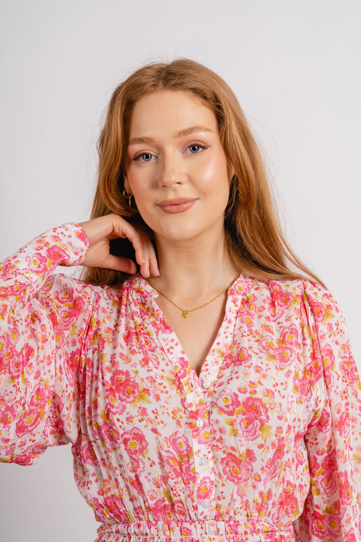 Georgette Mini Dress - Pink Blossom