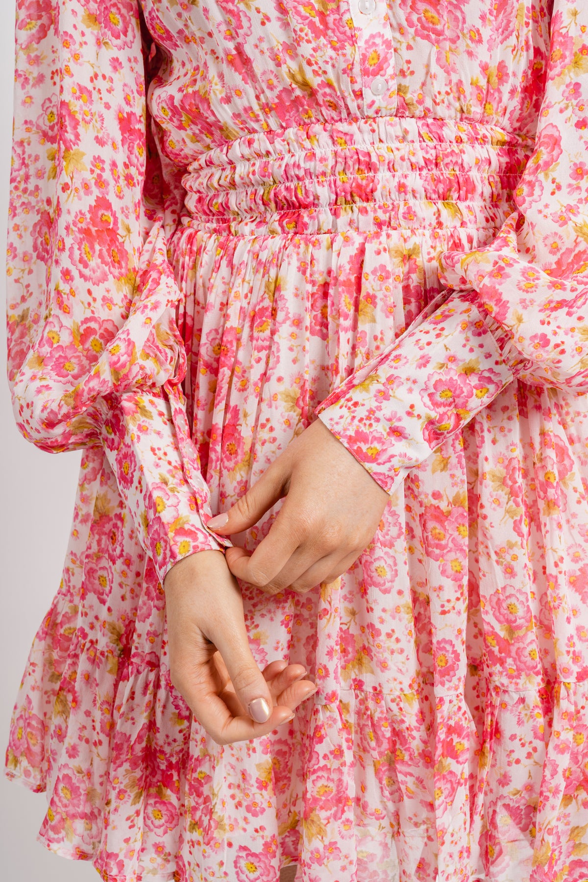 Georgette Mini Dress - Pink Blossom