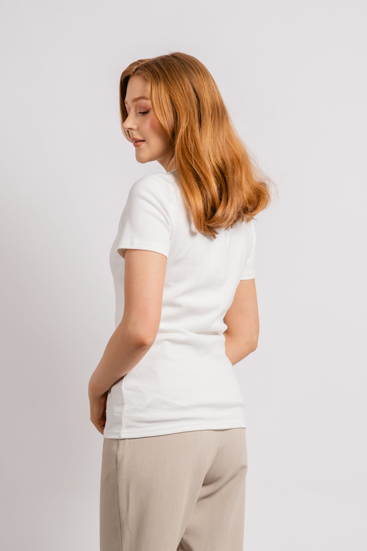 Slim Cody Rib C-NK SS - Ecru