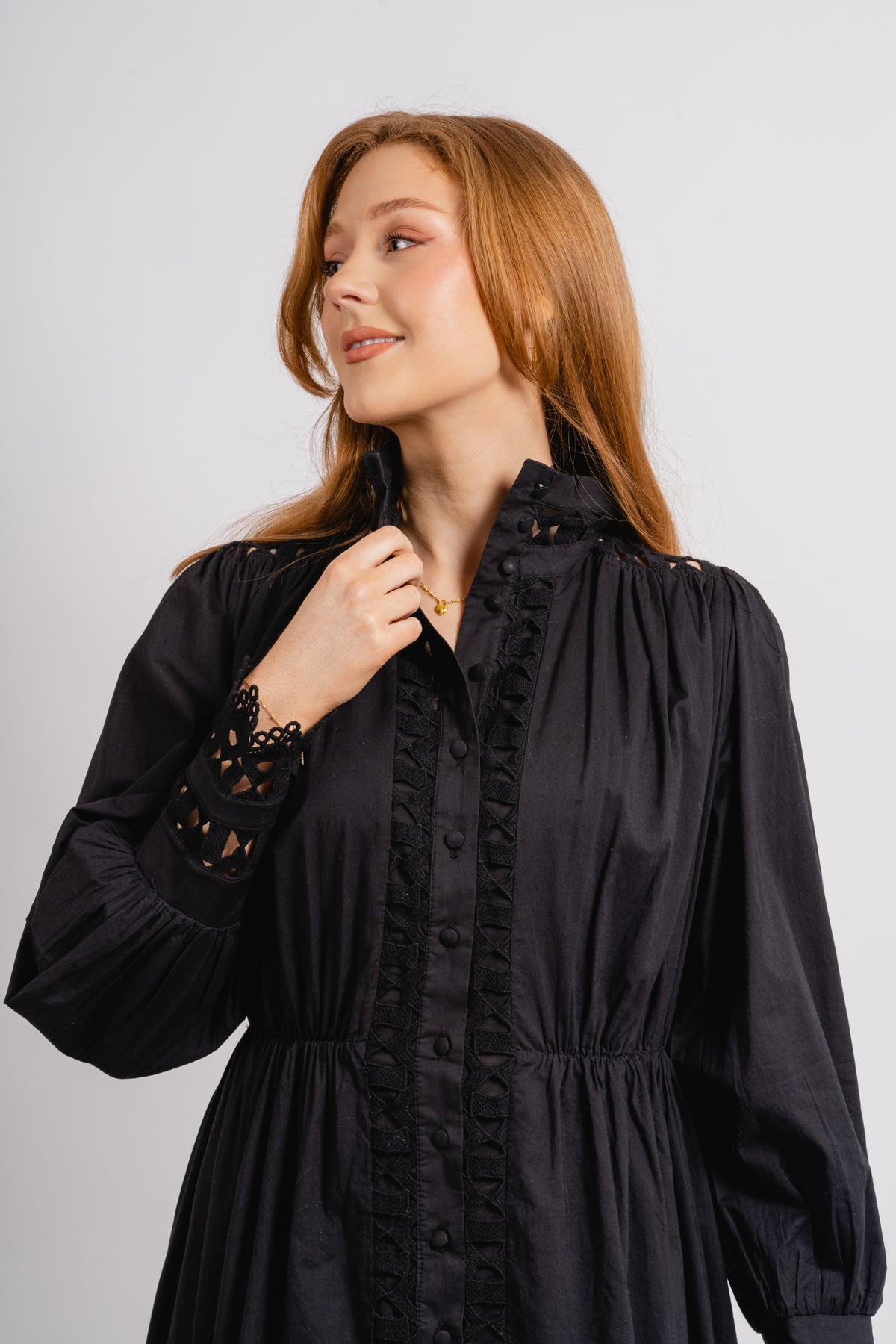 Yastrima LS Long Shirt Dress - Black