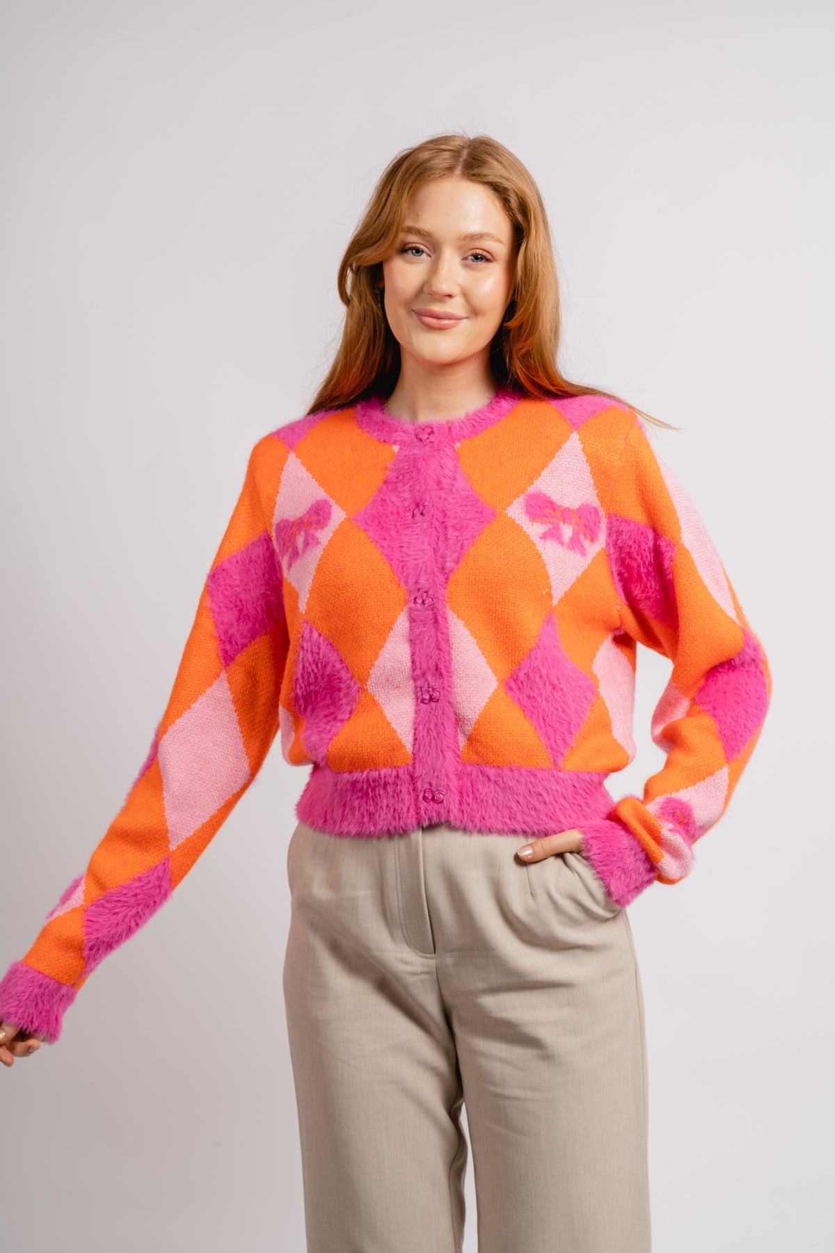 Emma Cardigan - Harlequin Orange
