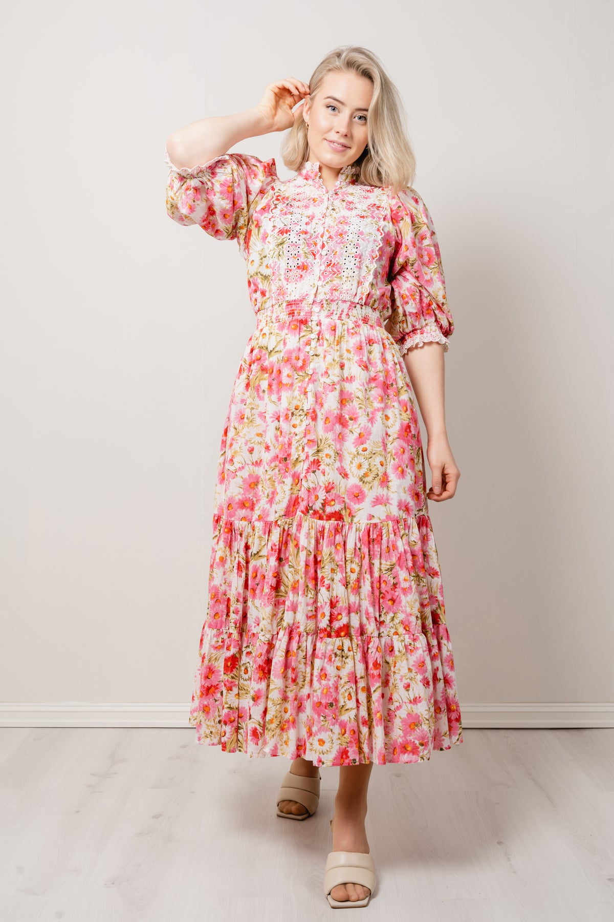 Cotton Slub Midi Dress - Daisy Garden