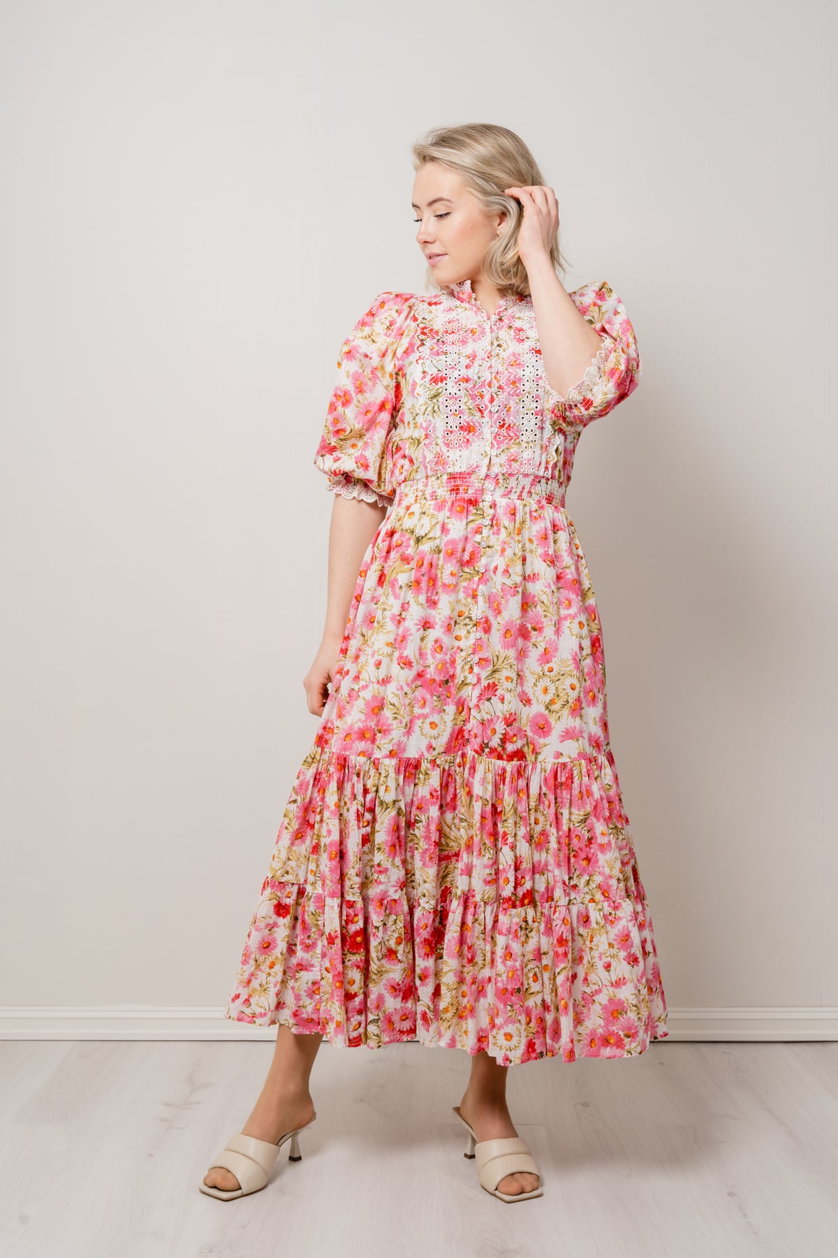 Cotton Slub Midi Dress - Daisy Garden