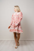 Linen Button Down Dress - Pink Flowers