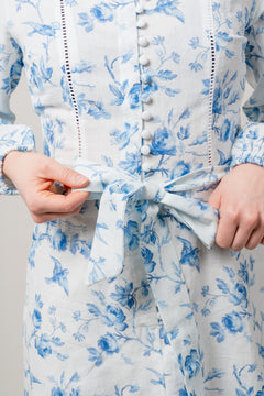 Berta Dress - Blue Flower Garden