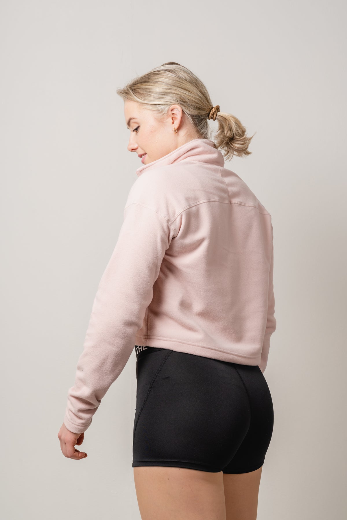 W 100 Glacier Cropped 1/4 Zip - Pink Moss
