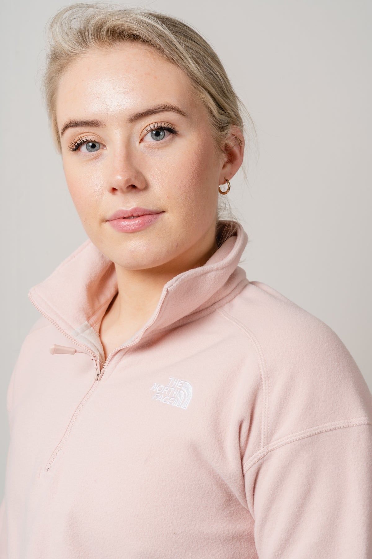 W 100 Glacier Cropped 1/4 Zip - Pink Moss