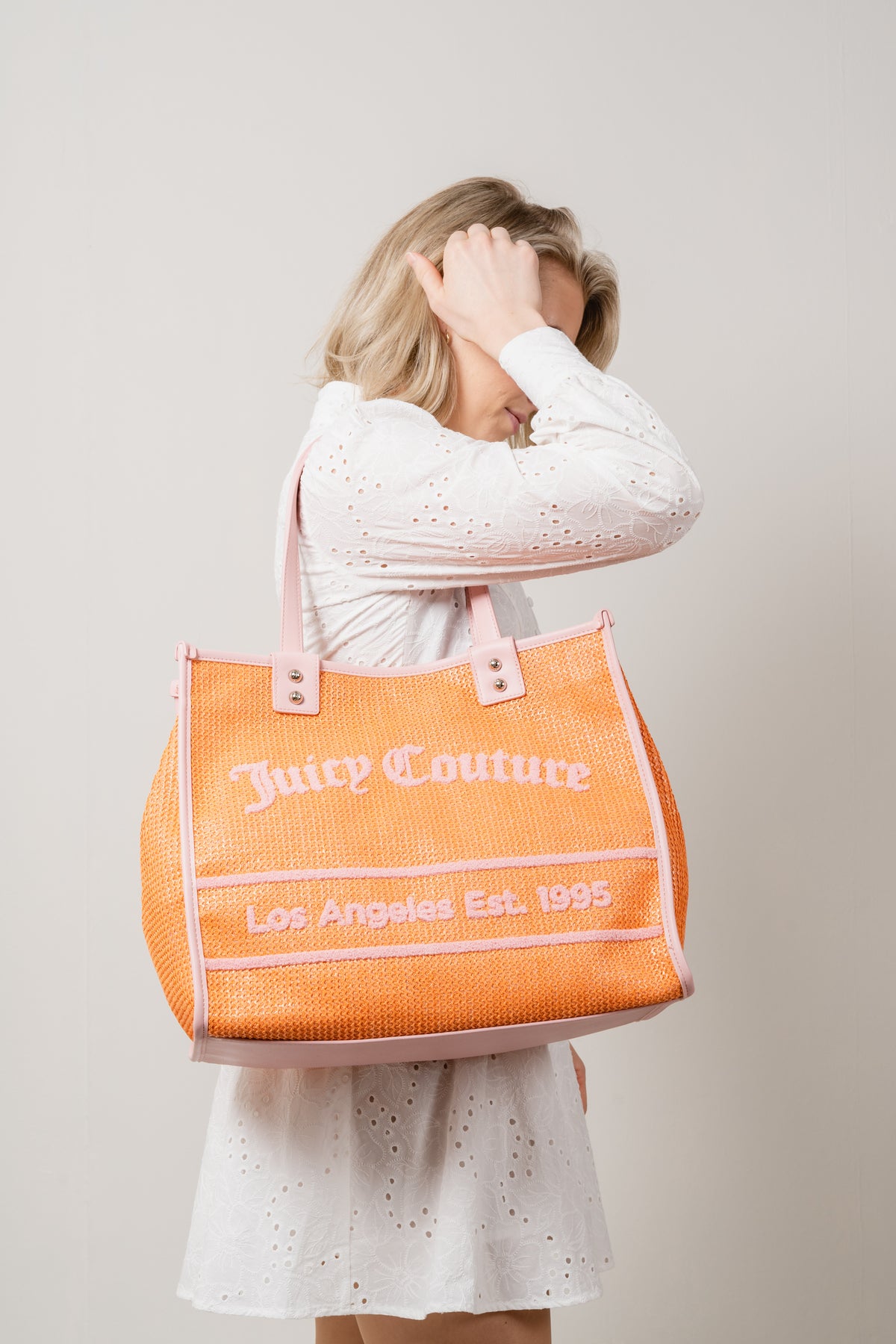 Rosmarie Straw Large Shopping - Peach/Pink