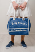 Rosmarie Straw Large Shopping - Lt Blue/White