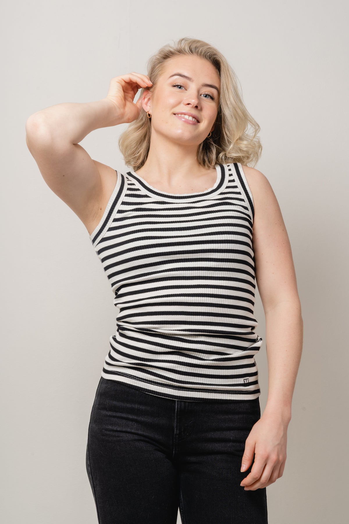 DagnaIW Striped Tank - Black/Whisper White